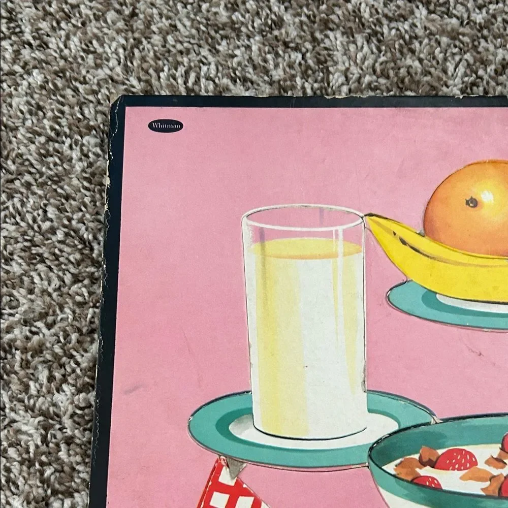 Vintage Whitman 50s Pink Healthy Breakfast Illustration Puzzle